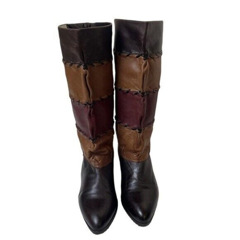Vintage ADRIANO FOSI Italy Leather Boots Slouchy Patchwork Women’s Size 6 - Picture 3 of 12